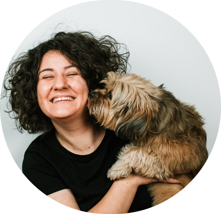 person holding dog